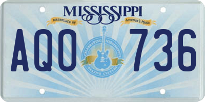 MS license plate AQO736