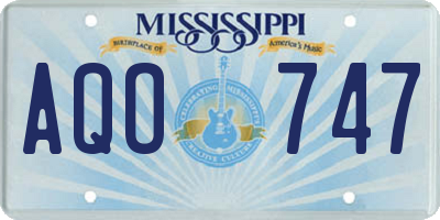 MS license plate AQO747