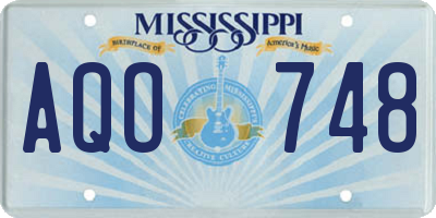 MS license plate AQO748