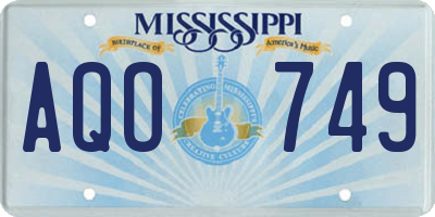 MS license plate AQO749