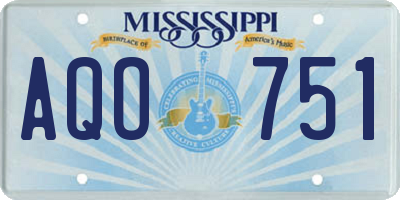 MS license plate AQO751
