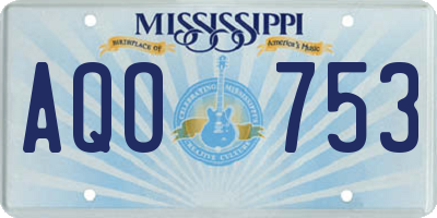 MS license plate AQO753