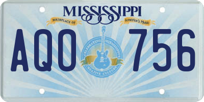 MS license plate AQO756