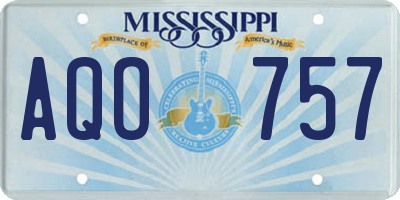 MS license plate AQO757