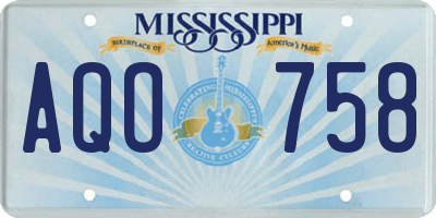MS license plate AQO758