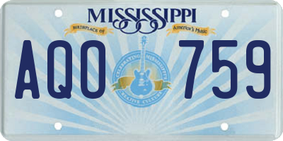 MS license plate AQO759