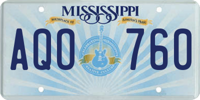 MS license plate AQO760