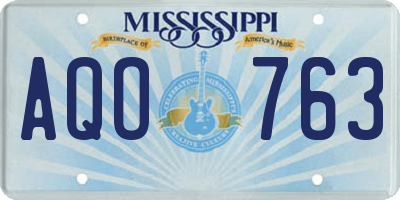 MS license plate AQO763
