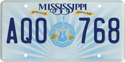 MS license plate AQO768