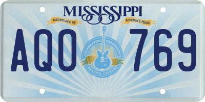 MS license plate AQO769