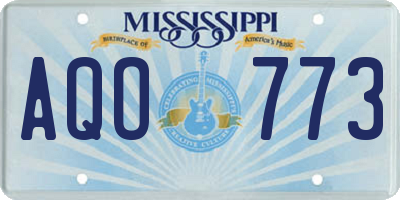 MS license plate AQO773