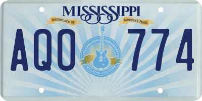 MS license plate AQO774
