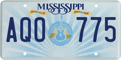 MS license plate AQO775