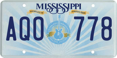 MS license plate AQO778