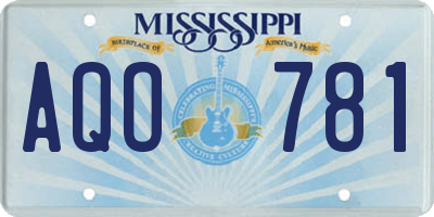 MS license plate AQO781