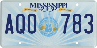 MS license plate AQO783