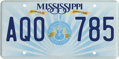 MS license plate AQO785