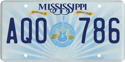 MS license plate AQO786
