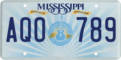 MS license plate AQO789