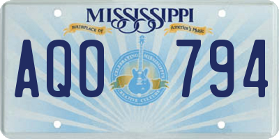 MS license plate AQO794