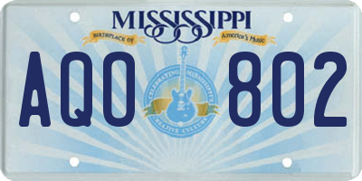 MS license plate AQO802