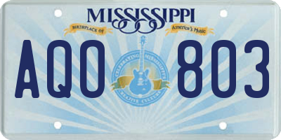 MS license plate AQO803