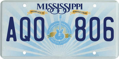 MS license plate AQO806