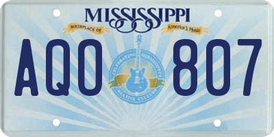 MS license plate AQO807