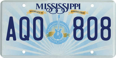 MS license plate AQO808
