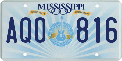 MS license plate AQO816