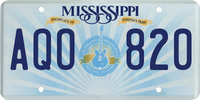 MS license plate AQO820