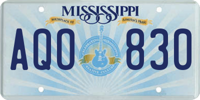 MS license plate AQO830