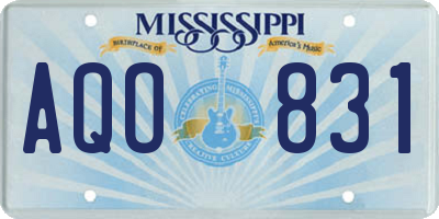 MS license plate AQO831