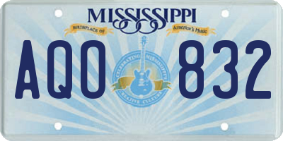MS license plate AQO832