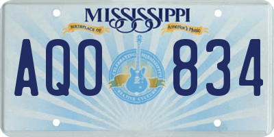 MS license plate AQO834