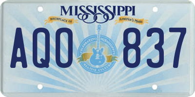 MS license plate AQO837