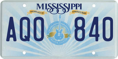 MS license plate AQO840