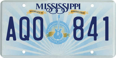 MS license plate AQO841