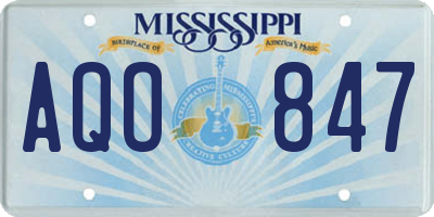 MS license plate AQO847