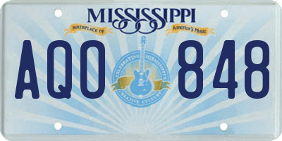 MS license plate AQO848