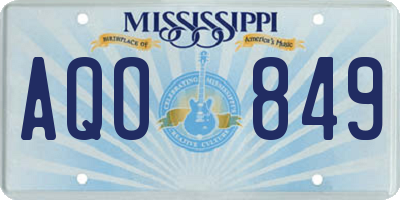 MS license plate AQO849