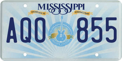 MS license plate AQO855