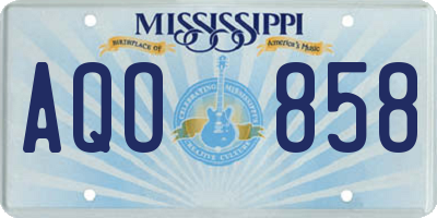 MS license plate AQO858