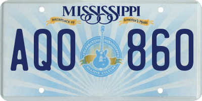 MS license plate AQO860