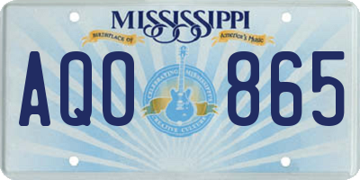 MS license plate AQO865