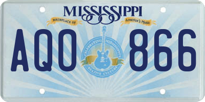 MS license plate AQO866