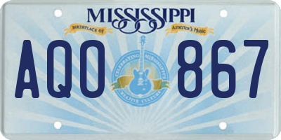MS license plate AQO867