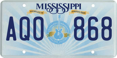 MS license plate AQO868