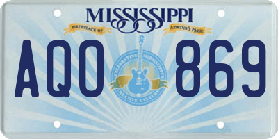 MS license plate AQO869