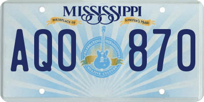 MS license plate AQO870